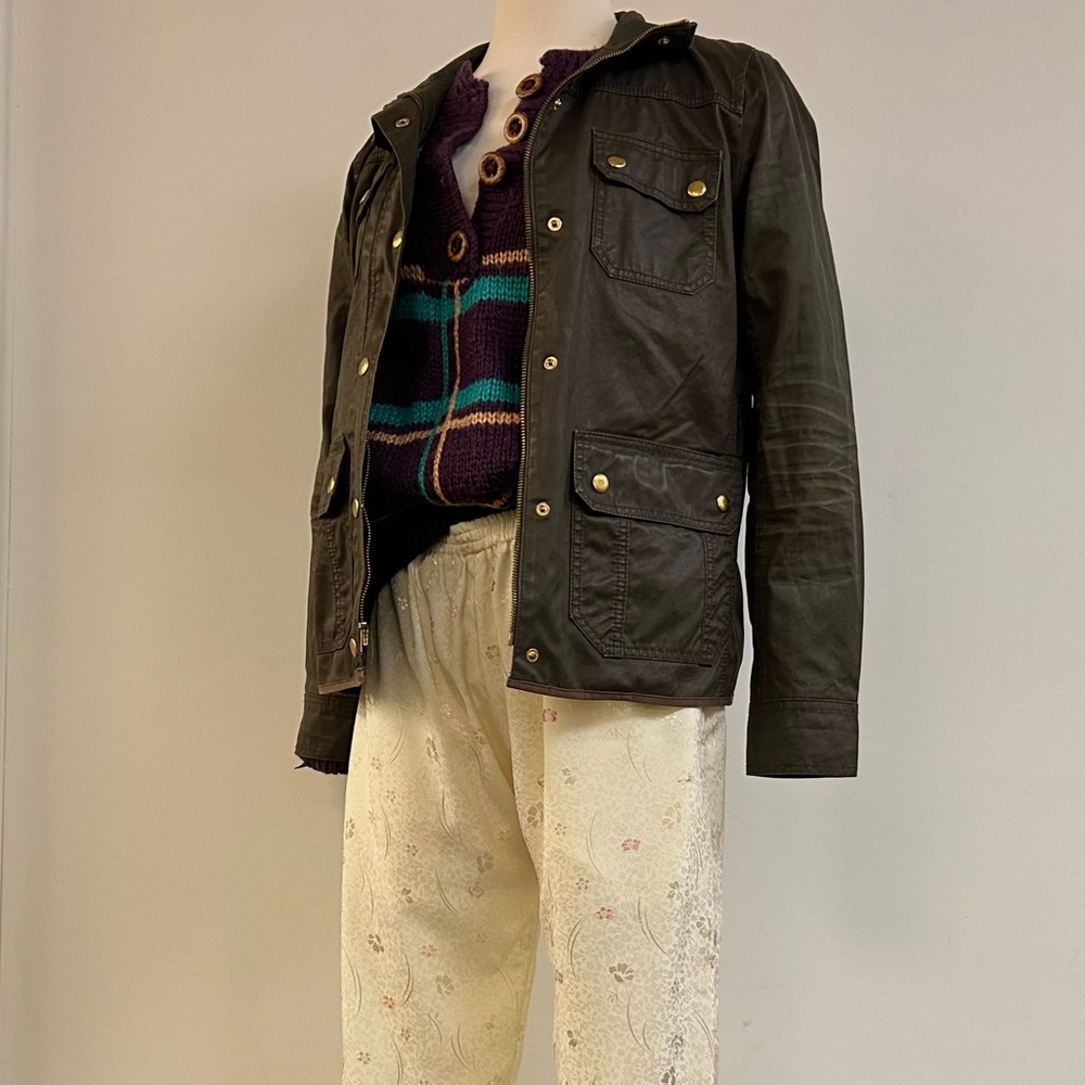 Waxed field jacket military green coat